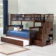 AFI Columbia Twin Over Full Wood Staircase Trundle Bunk Bed in Walnut