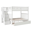AFI Columbia Full Over Full Wood Staircase Trundle Bunk Bed in White