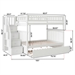 AFI Columbia Full Over Full Wood Staircase Trundle Bunk Bed in White