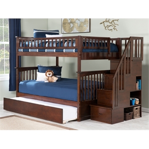 afi columbia full over full solid wood bunk bed with trundle in walnut