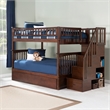 AFI Columbia Full Over Full Wood Staircase Trundle Bunk Bed in Walnut