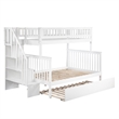 AFI Woodland Twin Over Full Staircase Trundle Wood Bunk Bed in White