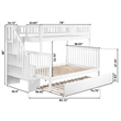 AFI Woodland Twin Over Full Staircase Trundle Wood Bunk Bed in White