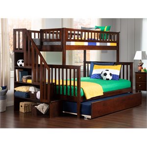 afi woodland bunk bed with trundle in walnut