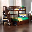 AFI Woodland Twin Over Full Staircase Trundle Wood Bunk Bed in Walnut