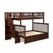 AFI Woodland Twin Over Full Staircase Trundle Wood Bunk Bed in Walnut