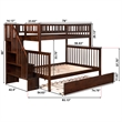 AFI Woodland Twin Over Full Staircase Trundle Wood Bunk Bed in Walnut