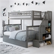 AFI Woodland Twin Over Full Staircase Trundle Wood Bunk Bed in Grey