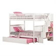 AFI Woodland Solid Wood Full over Full Bunk Bed with Full Trundle in White