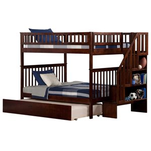 atlantic furniture woodland bunk bed with trundle in walnut