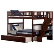 AFI Woodland Full over Full Solid Wood Modern Bunk Bed with Trundle in Walnut