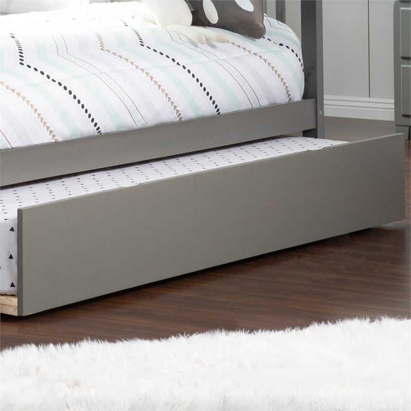 AFI Urban Full Size Solid Wood Mid-Century Modern Trundle in Gray