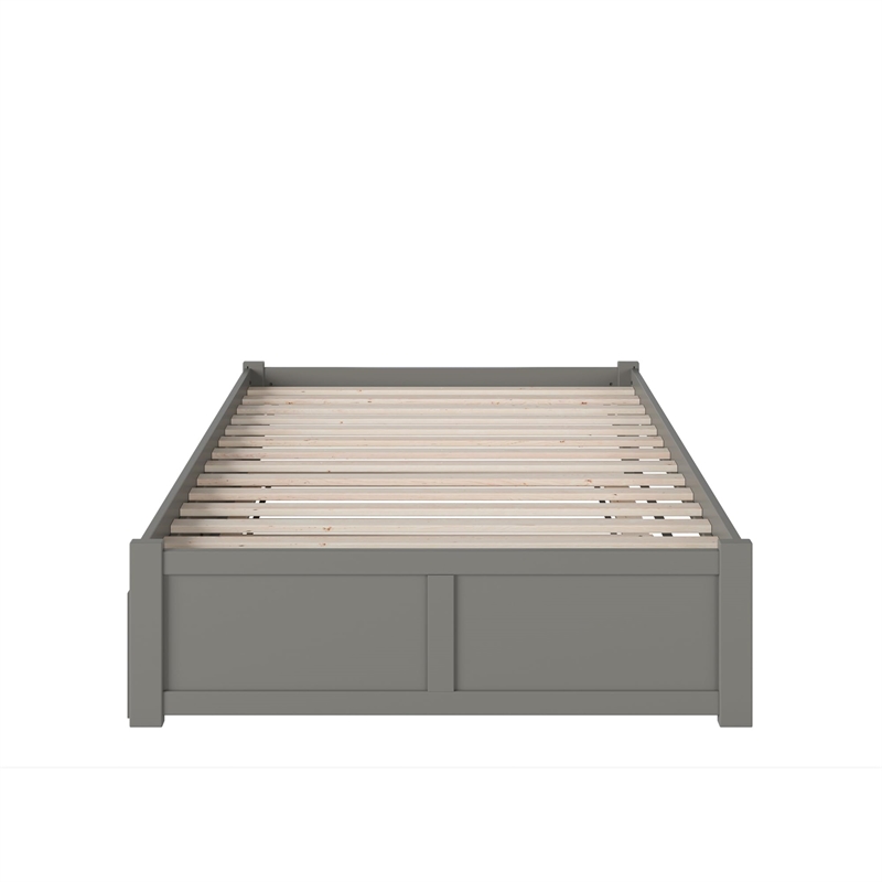 AFI Concord Full Solid Wood Platform Bed with Full Trundle in Gray