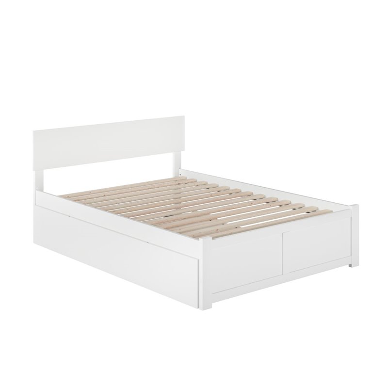 AFI Orlando Full Solid Wood Bed and Footboard with Full Trundle in White