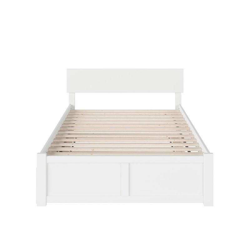 AFI Orlando Full Solid Wood Bed and Footboard with Full Trundle in White