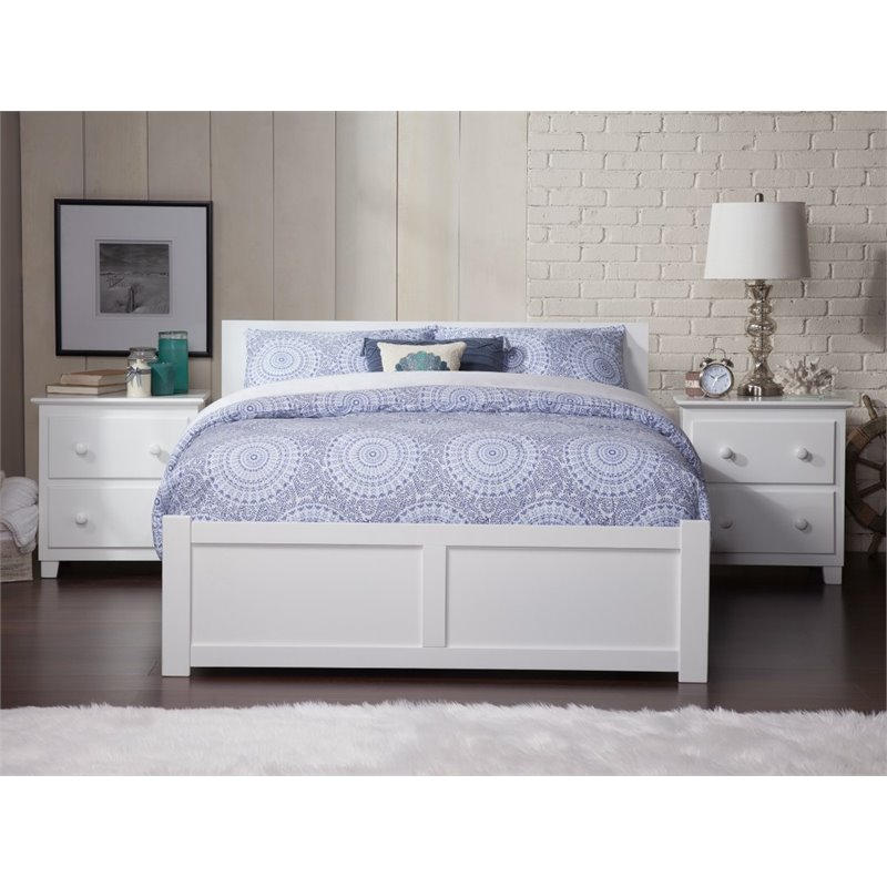 AFI Orlando Full Solid Wood Bed and Footboard with Full Trundle in White