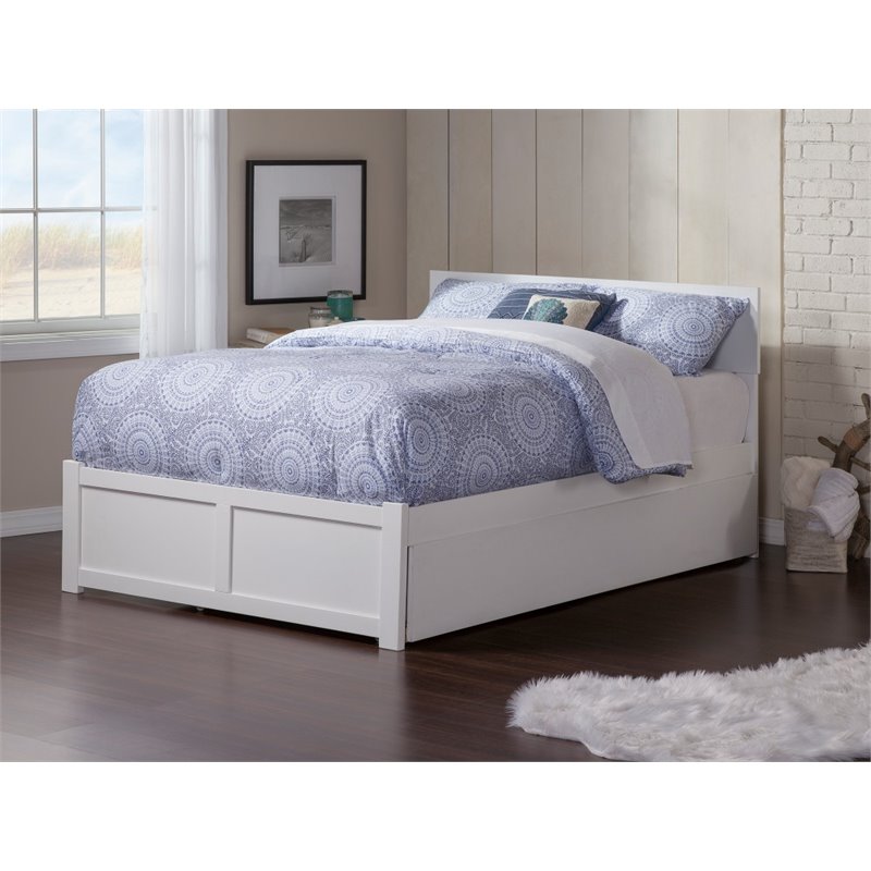 AFI Orlando Full Solid Wood Bed and Footboard with Full Trundle in White