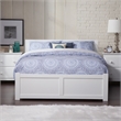 Orlando Full Wood Platform Bed with Footboard and Full Trundle in White
