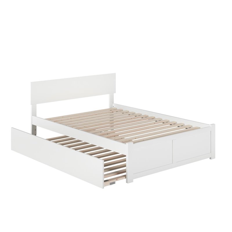AFI Orlando Full Solid Wood Bed and Footboard with Full Trundle in White