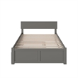 Orlando Full Wood Platform Bed with Footboard and Full Trundle in Grey