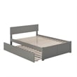 Orlando Full Wood Platform Bed with Footboard and Full Trundle in Grey