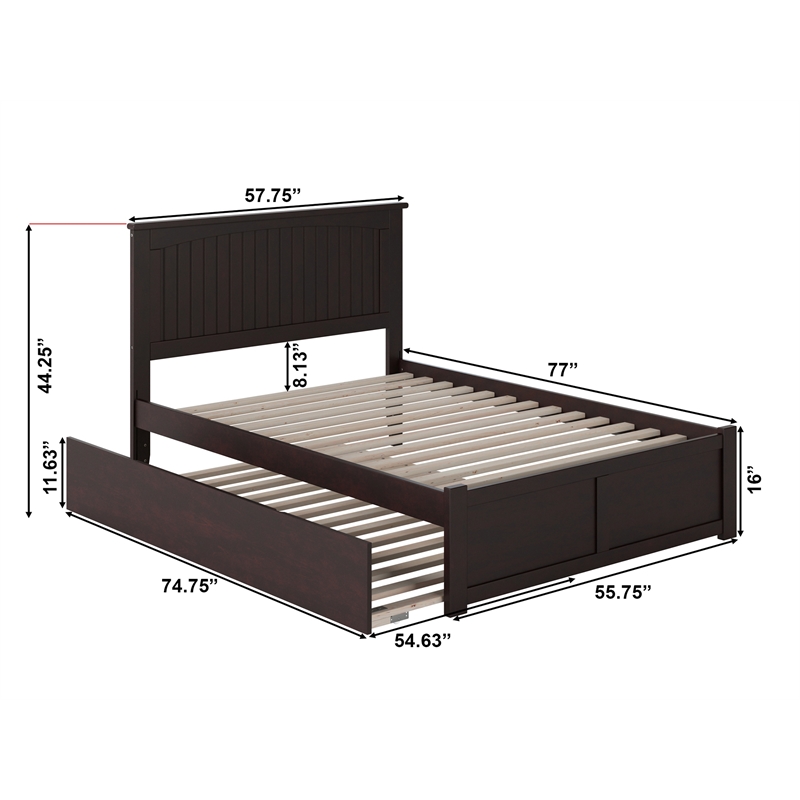 AFI Nantucket Full Solid Wood Bed with Full Trundle in Espresso