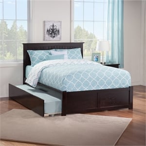 Nantucket Full Wood Platform Bed with Footboard and Full Trundle in Espresso
