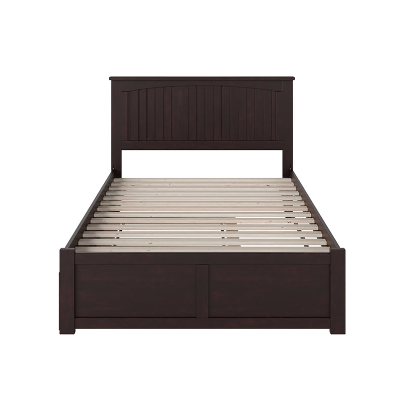 Nantucket Full Wood Platform Bed with Footboard and Full Trundle in Espresso