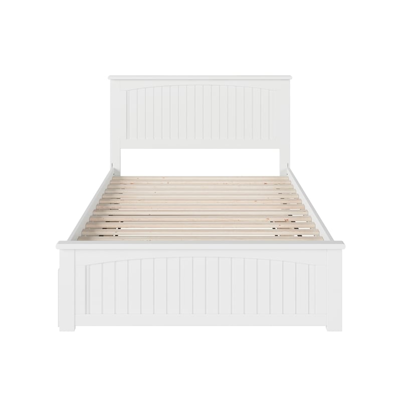 Nantucket Full Platform Bed with Matching Footboard and Full Trundle in White