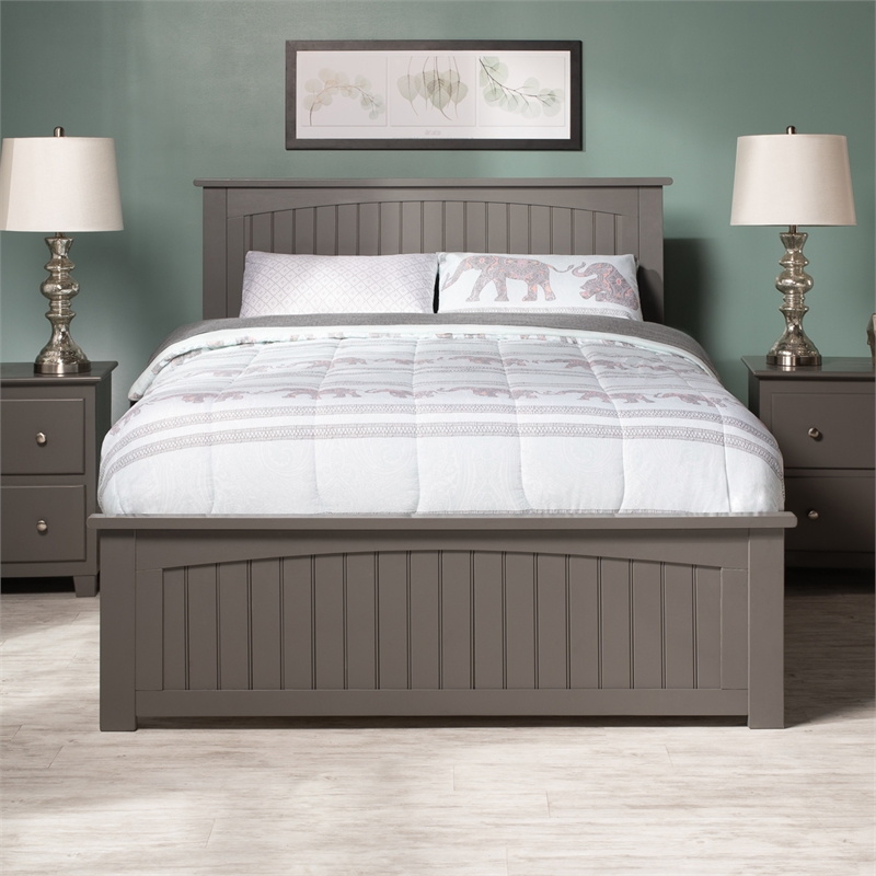 Nantucket Full Platform Bed with Matching Footboard and Full Trundle in Grey
