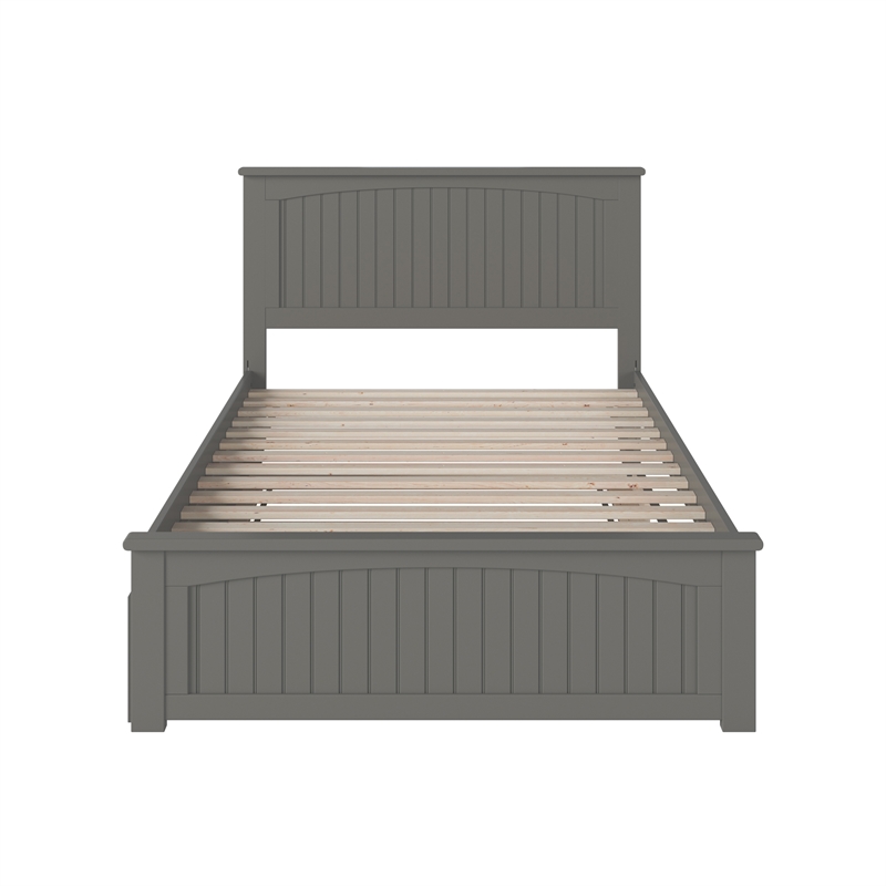Nantucket Full Platform Bed with Matching Footboard and Full Trundle in Grey