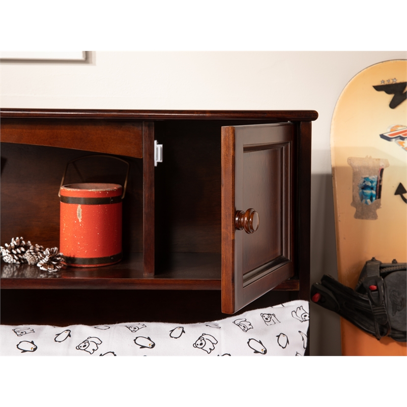 AFI Newport Full Solid Wood Bed with Full Trundle and USB Charger in Walnut