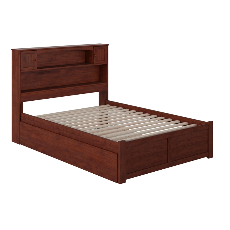 AFI Newport Full Solid Wood Bed with Full Trundle and USB Charger in Walnut