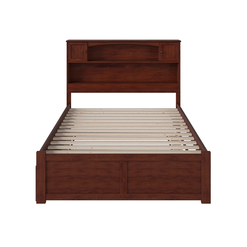 AFI Newport Full Solid Wood Bed with Full Trundle and USB Charger in Walnut