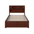 AFI Newport Full Solid Wood Bed with Full Trundle and USB Charger in Walnut