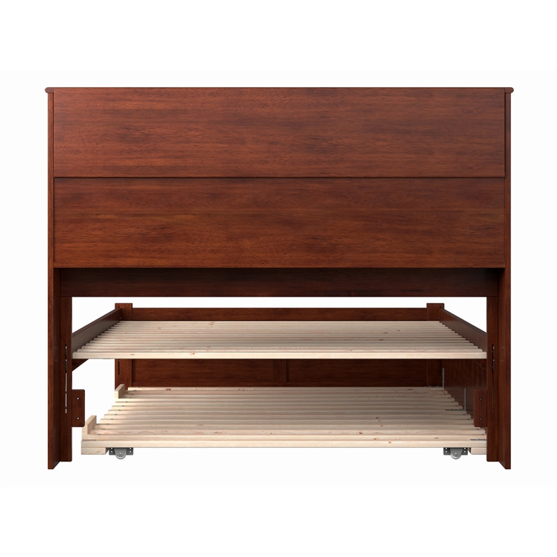 AFI Newport Full Solid Wood Bed with Full Trundle and USB Charger in Walnut