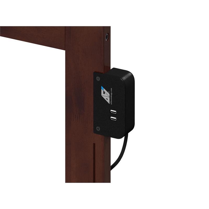 AFI Newport Full Solid Wood Bed with Full Trundle and USB Charger in Walnut