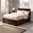 Madison Full Wood Platform Bed with Footboard and Full Trundle in Walnut