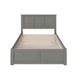Madison Full Wood Platform Bed with Footboard and Full Trundle in Grey
