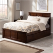 Madison Full Platform Bed with Matching Footboard and Full Trundle in Walnut