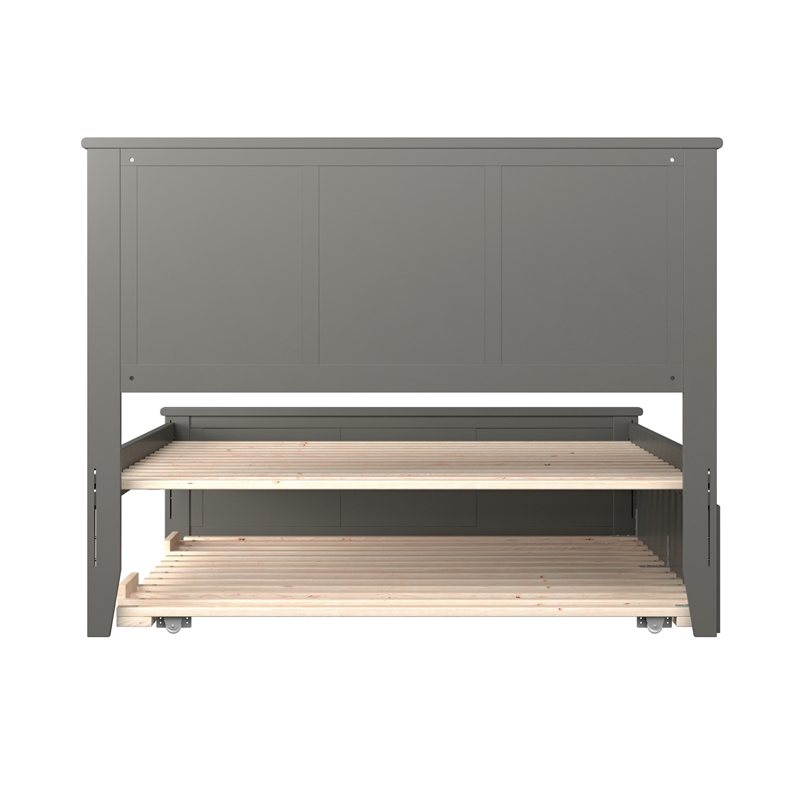 Madison Full Platform Bed with Matching Footboard and Full Trundle in Grey