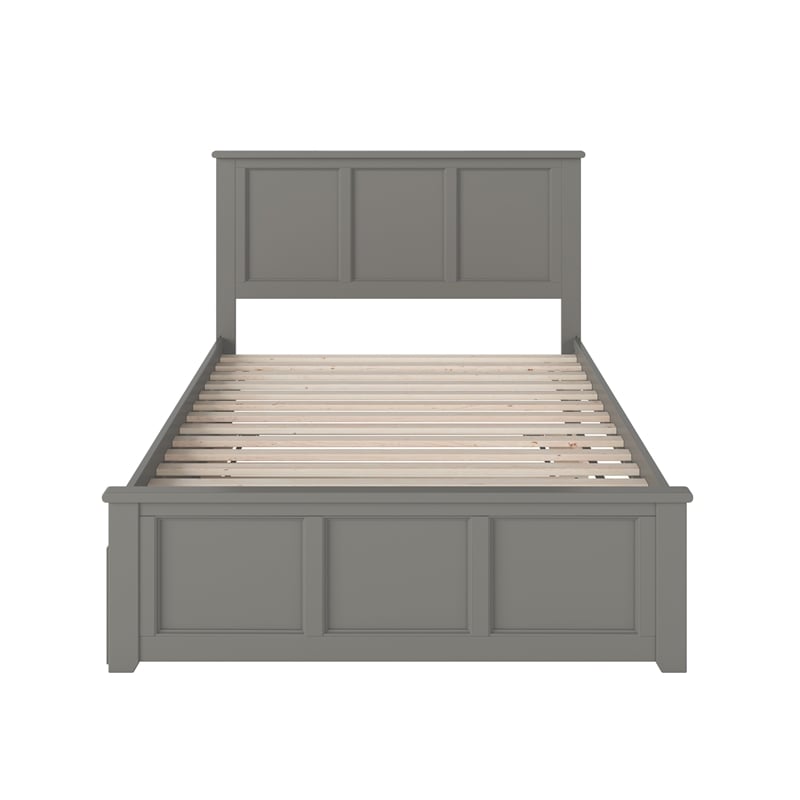 Madison Full Platform Bed with Matching Footboard and Full Trundle in Grey