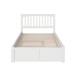Mission Full Wood Platform Bed with Footboard and Full Trundle in White
