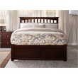 AFI Mission Full Solid Wood Bed with Full Trundle with USB Charger in Walnut