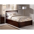 AFI Mission Full Solid Wood Bed with Full Trundle with USB Charger in Walnut