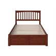 AFI Mission Full Solid Wood Bed with Full Trundle with USB Charger in Walnut