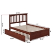 AFI Mission Full Solid Wood Bed with Full Trundle with USB Charger in Walnut