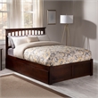 Mission Full Wood Platform Bed with Footboard and Full Trundle in Walnut