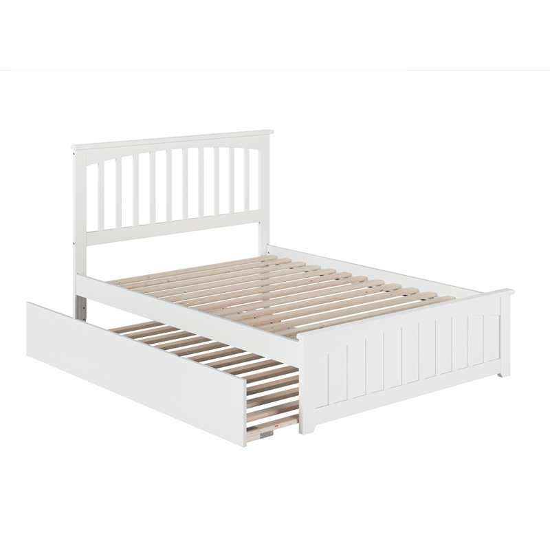 AFI Mission Solid Wood Full Bed and Footboard with Full Trundle in White