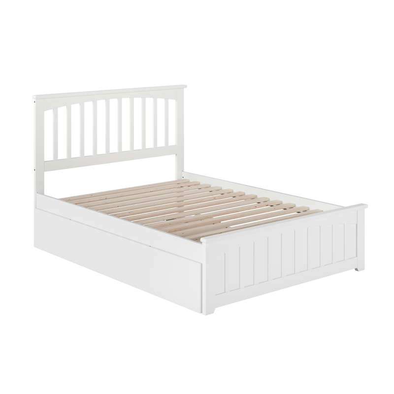 AFI Mission Solid Wood Full Bed and Footboard with Full Trundle in White